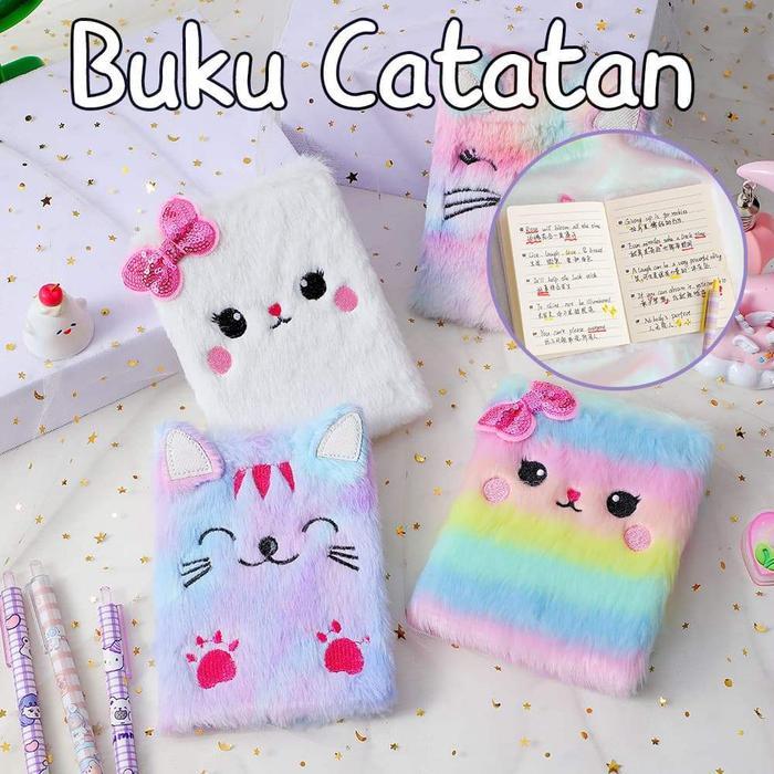 Buku Catatan Berbulu Lucu, Desain Bulu Halus & Imut untuk Catatan Anak atau Buku Tangan