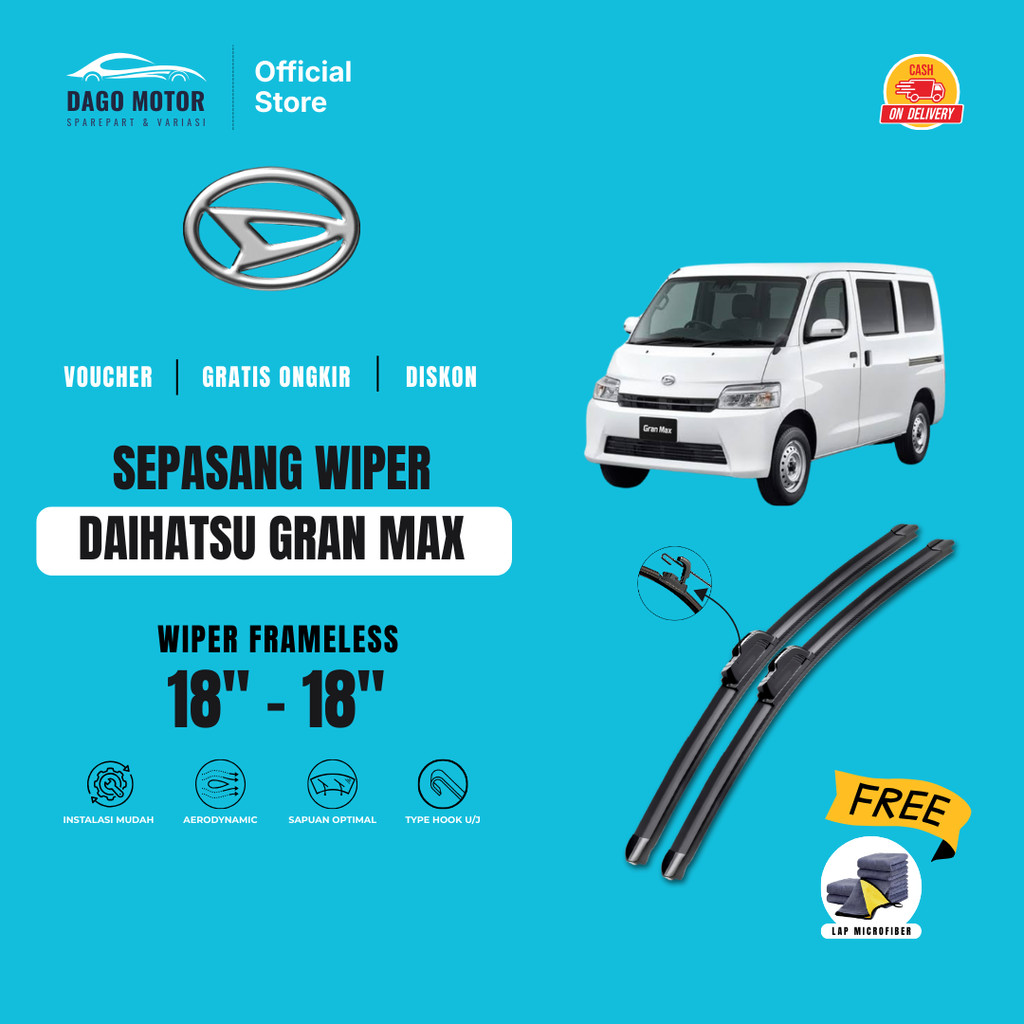 Wiper Daihatsu Grand Max Frameless Kaca Depan Mobil Free Lap Microfiber