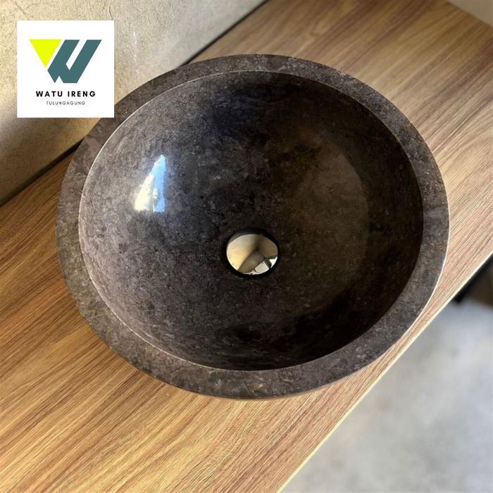 Wastafel Mangkok Marmer Wastafel Bowl Marmer Hitam Diameter 40Cm