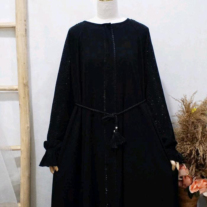 jumbo abaya gamis ermina hitam jetblack turkey umrah haji ld 130 140cm