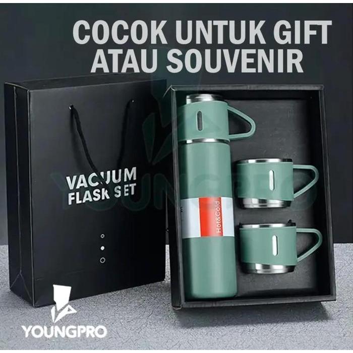 Termos Sultan 3 in 1 Vacuum Flask Set / Botol Minum Cangkir 500 ML