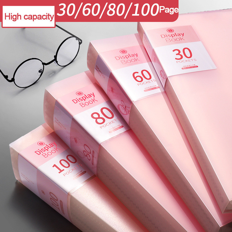 Pink A4 A3 Folder Information Book Insert File Folder Transparent Album Student Office Supplies Fold