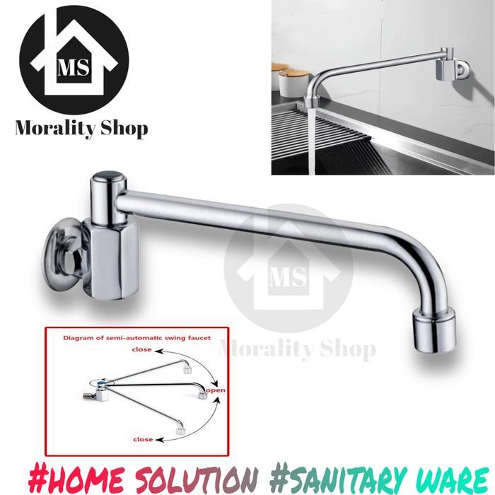 keran air bebek tembok tanpa engkol otomatis geser kuningan 1/2 inch / kran dapur cuci piring
