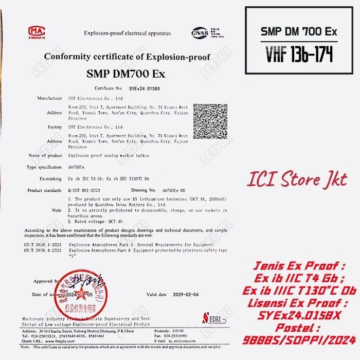 HT SMP DM700EX / HT SMP DX 700 EX VHF / HT EXPLOTION PROOF / HT GAS PROOF