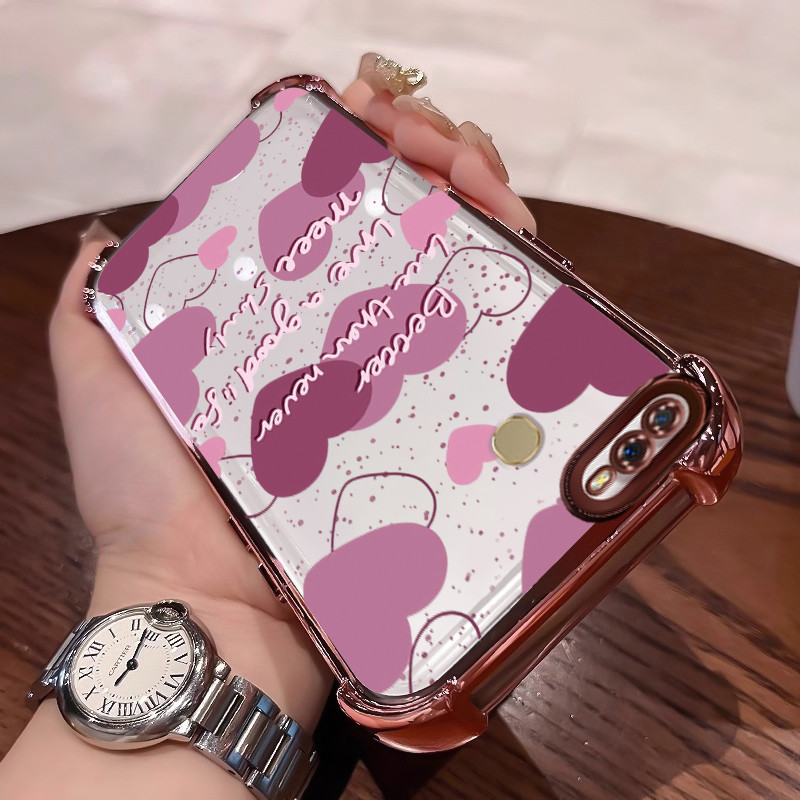 Casing Hp Untuk OPPO A7 OPPO A5s OPPO A12 OPPO A12S A11k Case Hati Romantis Bening Tebal Cesing sili