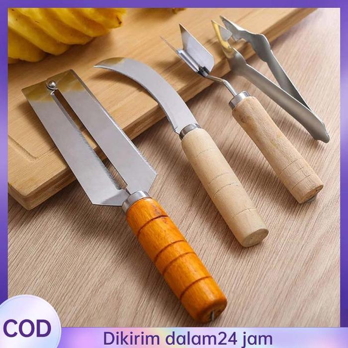 4pcs Set Pisau Kupas Nanas Tajam Pengupas Nanas Pineapple Peeler Set Alat Kupas Nenas Pisau Nanas