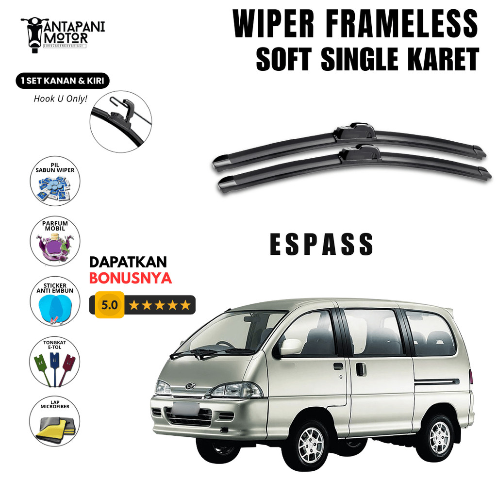 Wiper Daihatsu Espass Frameless Kaca Depan Mobil Free 5 Bonus