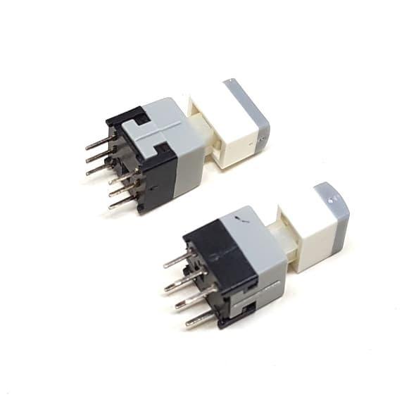Knob + DPDT 2x3 8.5x8.5mm Vertical Push On Push Off Lock Mini Switch