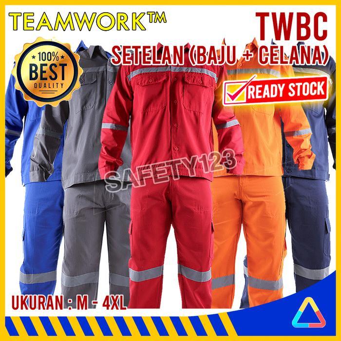 SAFETY TWBC TeamWork Setelan Set Baju Celana Kerja Safety Wearpack Scotlight
