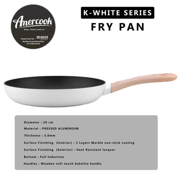 wajan teflon wok pan 28cm putih Amercook AC0112303 Reo&Homme