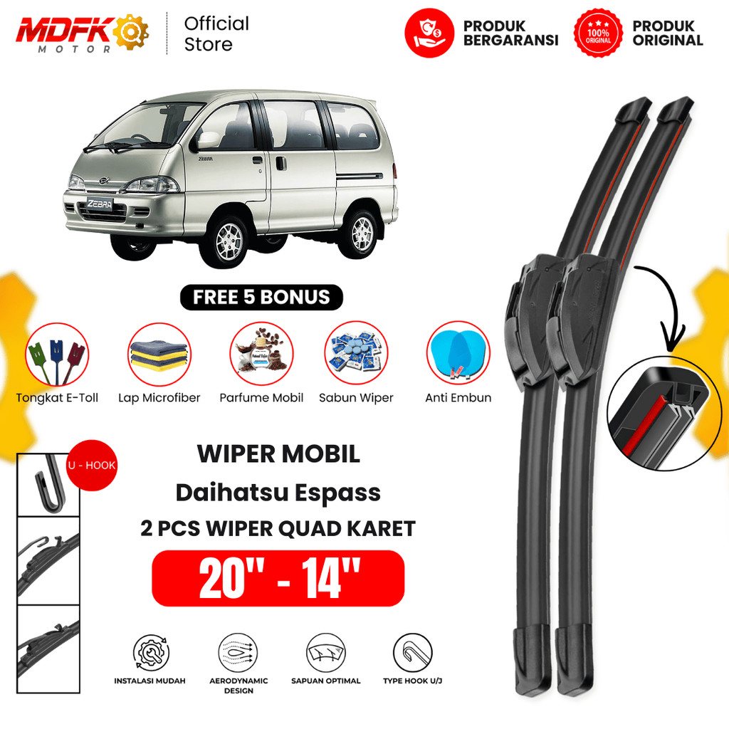 Wiper Daihatsu Espass Quad Kaca Depan Mobil Free 5 Bonus
