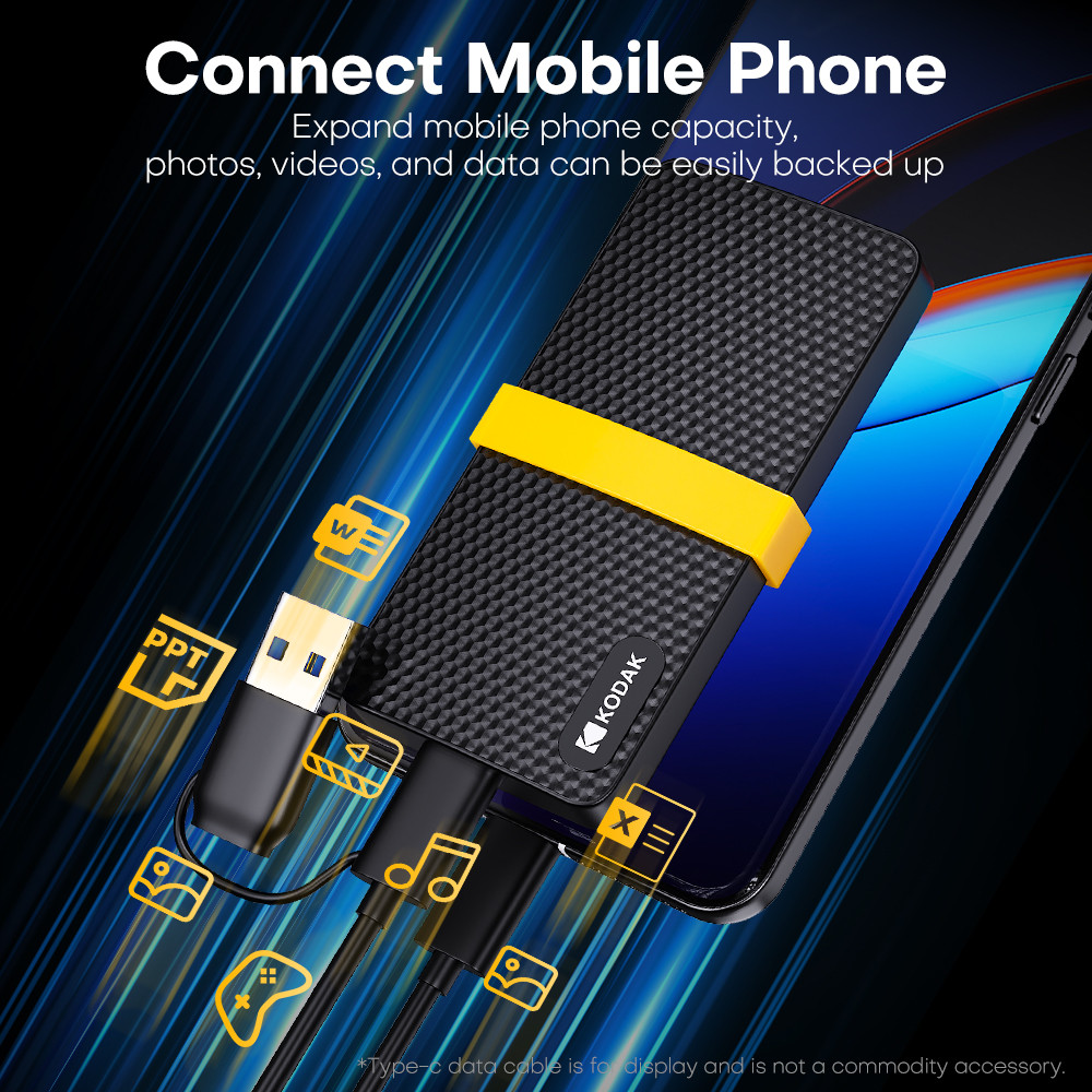 KODAK External Hard Drive 1TB Portable SSD HARD DISK 512GB High-speed External Solid State Drive