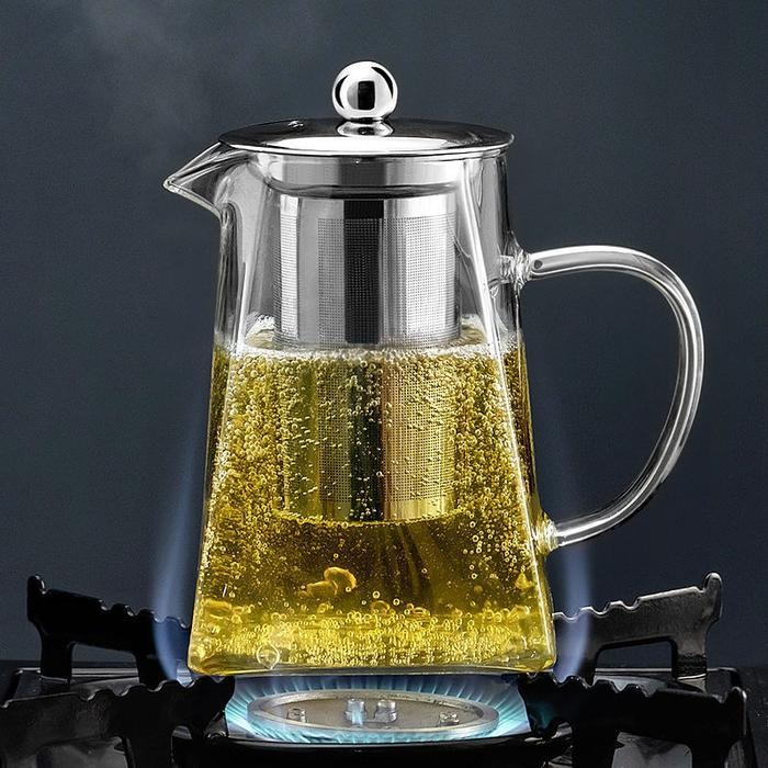 Promo Teko Teh Kaca Borosilikat Tahan Panas Untuk Teh Ukuran Besar - Kecil Infuser Bening Set Teh