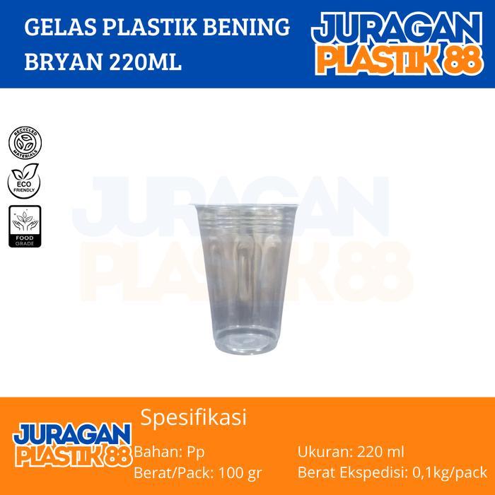 Gelas Aqua Plastik Bening 220ml Isi 50pcs Gelas Kopi Gelas Aqua Bryan Isi 50pcs