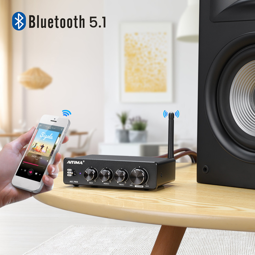 AIYIMA A01 PRO Bluetooth TPA3116D2 Power Amplifier HIFI Sound Amplifier 100W Stereo Class D Home