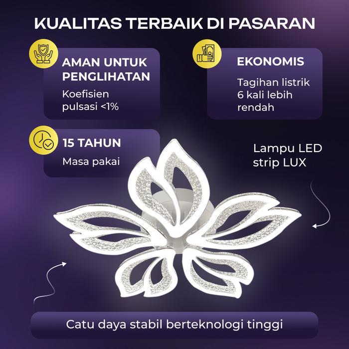 LEDCITY Lampu Gantung LED dengan Remote minimalis, aesthetic, plafon; ruang tamu terang, kamar tidur