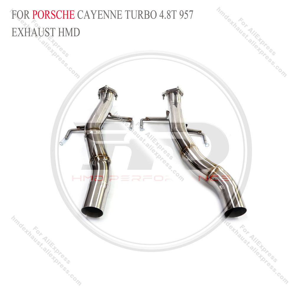 HMD Exhaust System High Flow Performance resonant tube for Porsche Cayenne Turbo 4.8T 957 with heat