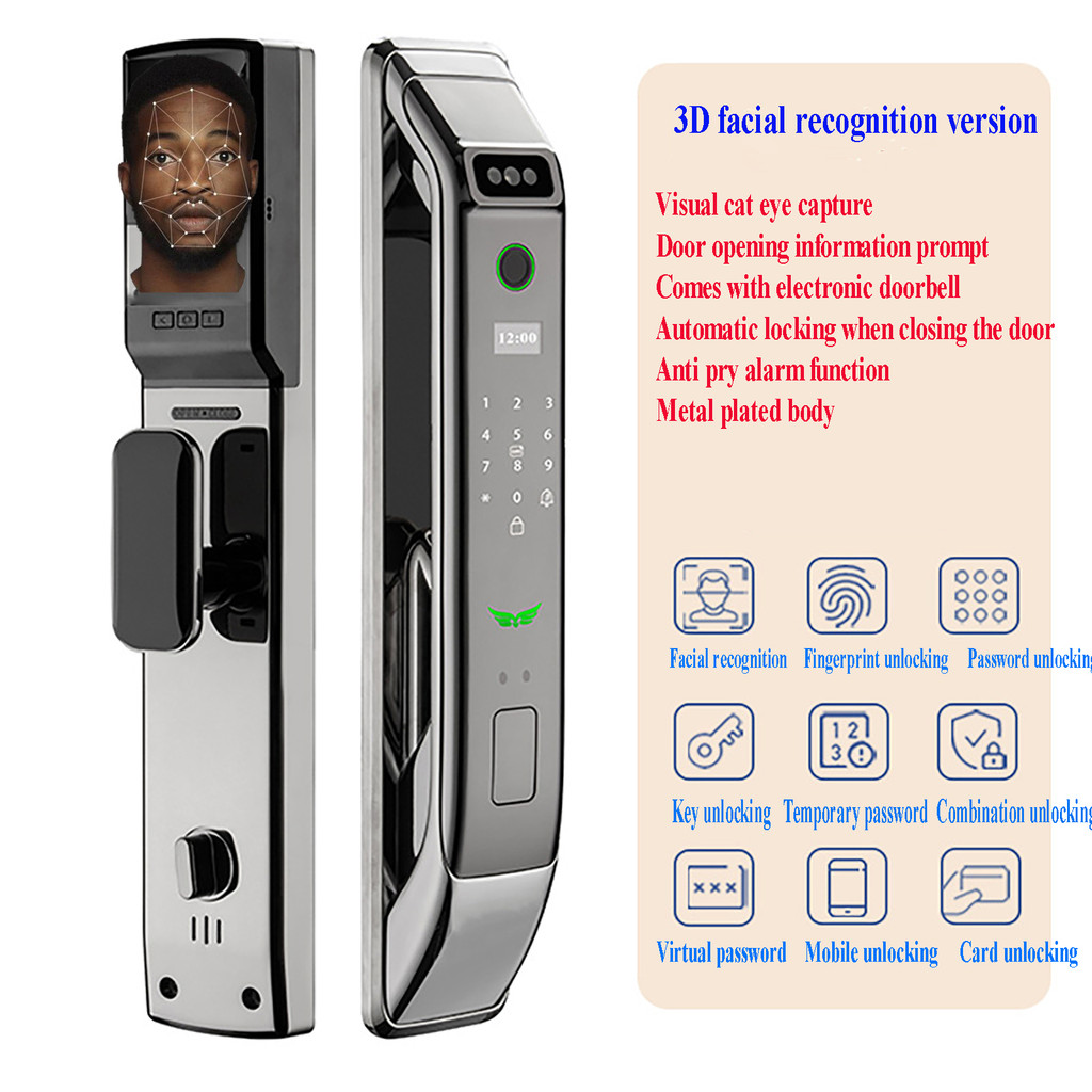 HIFAM 3D Face Recognition Smart Door Lock,Fingerprint Recognition Video Smart Lock with Camera,WiFi,