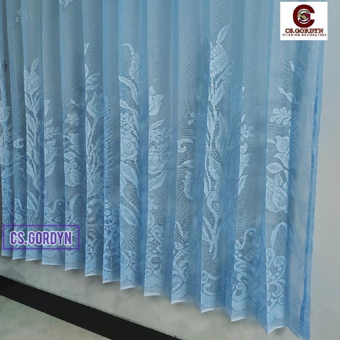 "New" Vitrase Gorden Bunga Tulip Ungu Biru Tirai Vitrage Vitrace Selambu tile jendela minimalis