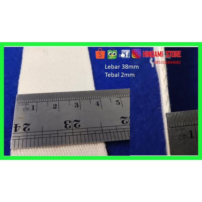 "New" TALI WEBBING KATUN TALI TAS LEBAR 3,8 CM TEBAL 2 MM PUTIH TULANG
