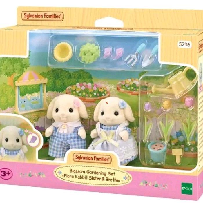 Sylvanian Families Blossom Gardening Set Flora Rabbit Sister & Brother