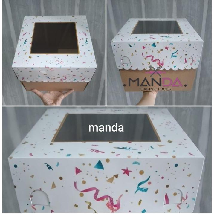 Kardus dus kotak hampers hantaran kue tart puding pita putih tinggi 20 cm