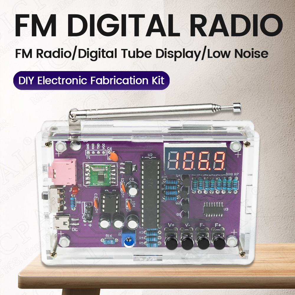 Terbaik DIY FM Radio Electronic Kit Adjustable Frequency PCB Soldering Project Practice Solder Assem
