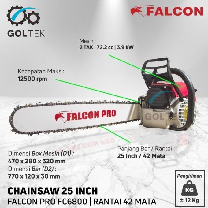 Senso/ Gergaji Kayu / Chainsaw FALCON 6800, Bar FALCON 25" Baja