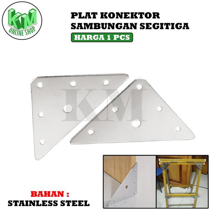 Plat Penyangga Siku Konektor Segitiga Rak Kursi Meja Corner PlatStainlessTebal