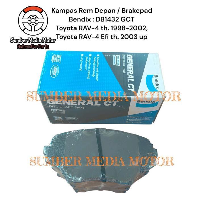 Bendix Kampas Rem Depan Brakepad Db1432 Gct Toyota Rav-4 Tahun 1998-2002, Toyota Rav-4 Efi Tahun