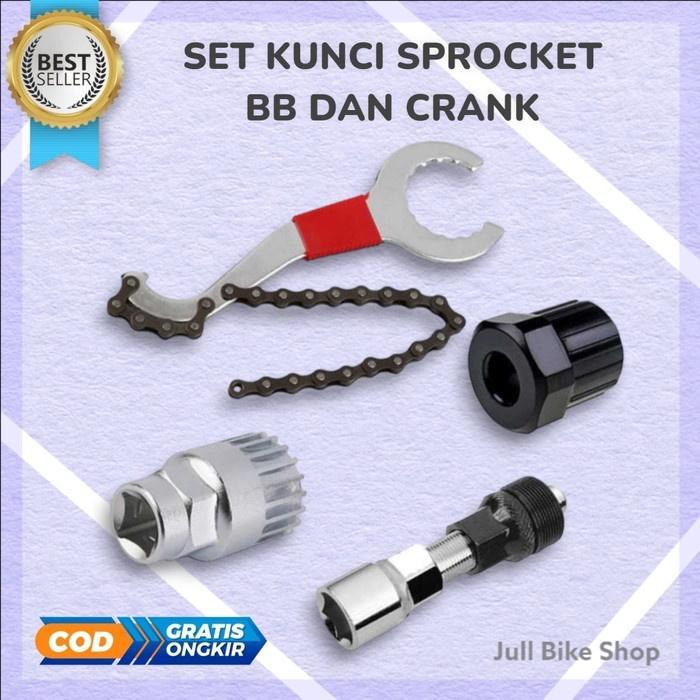 SET kunci pembuka crank sprocket bottom bracket pedal rantai sepeda BB 4 in 1 mtb lipat fixie anak