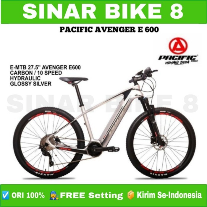 Sepeda Gunung E MTB Electric PACIFIC AVENGER E600 Carbon 10 Speed Hidrolik