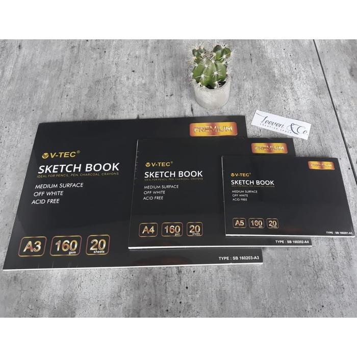 SALE V-TEC SKETCH BOOK A3/A4/A5 160GSM/MEDIUM SURFACE PREMIUM TERMURAH