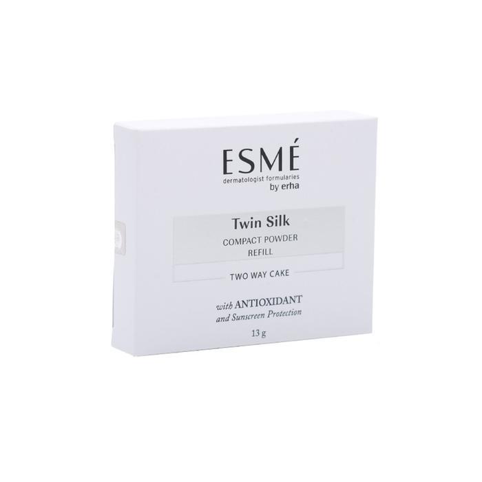 Erha Esme Refill Twin Silk Compact Powder Light Ivory 13Gr Refil Bedak Padat Translucent Kuning 100%