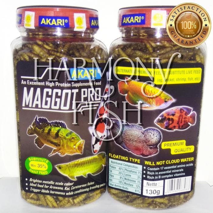 (COD) AKARI MAGGOT PRO 130GR Arwana Koi Louhan Predator Oscar Channa pakan pengganti udang kelabang