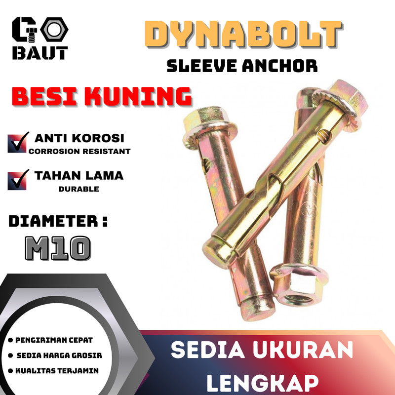 Dynabolt Besi M10 / Dinabolt / Baut Beton / Sleeve Anchor