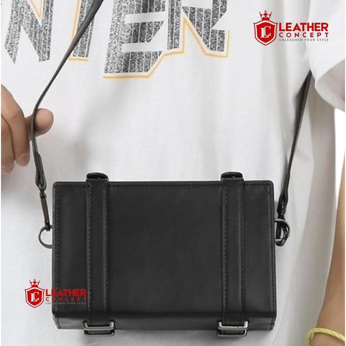 Visval Top - Leather Concept Blackcase Tas Selempang Pria Kulit Tas Kulit Cowok Tas Pria Tas Jalan