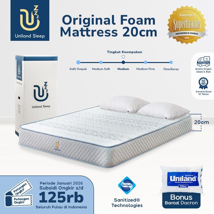 Kasur Busa Uniland Sleep Original 20cm Foam Mattress Box FREE BANTAL