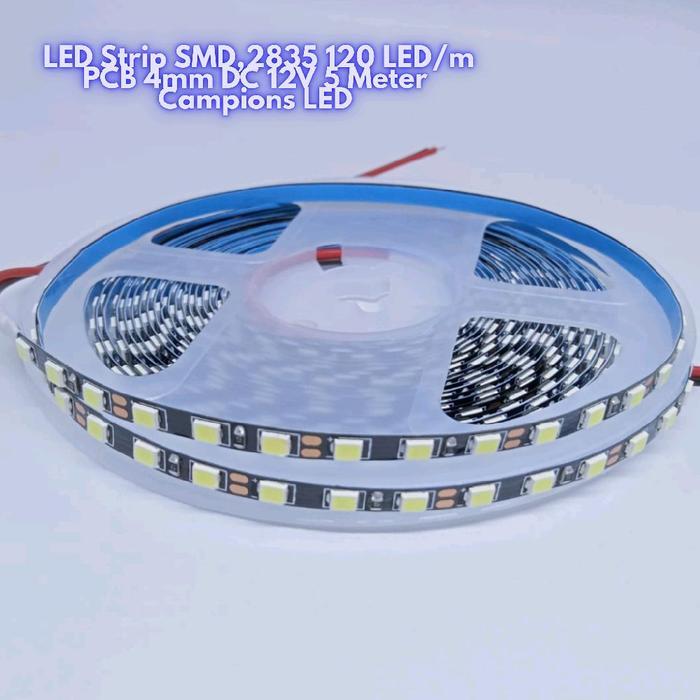 LED STRIP BLACK PCB 4MM SMD 2835 120 LED/M IP20 DC 12V 5 METER CHAMPIONS LED