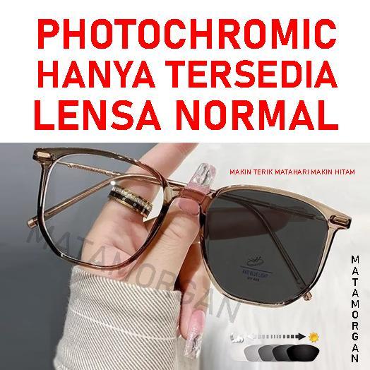 Kacamata Lensa Normal Minus Anti Radiasi Anti Blue Light Frame Kotak gagang besi Korean Kekinian