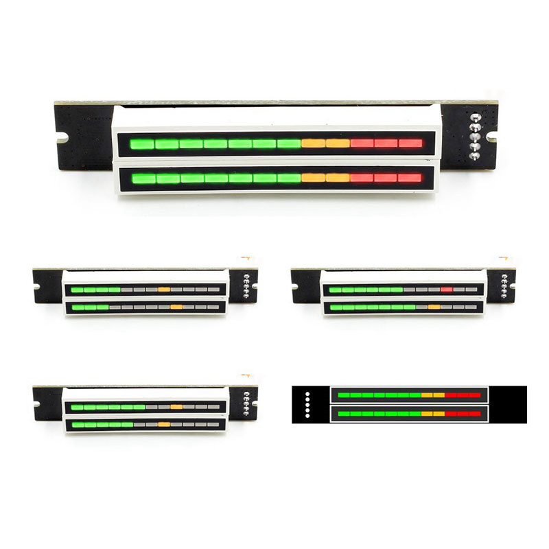 Double Dual 12-Bit Led Music Level Indicator Ule Adjustable Light Speed Vu Meter Stereo Amplifier