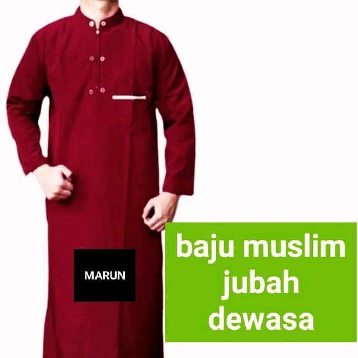 Jubah Pria Dewasa/Gamis Dewasa Laki-Laki Katun Hitam Putih Panjang Pria Muslim Tbk