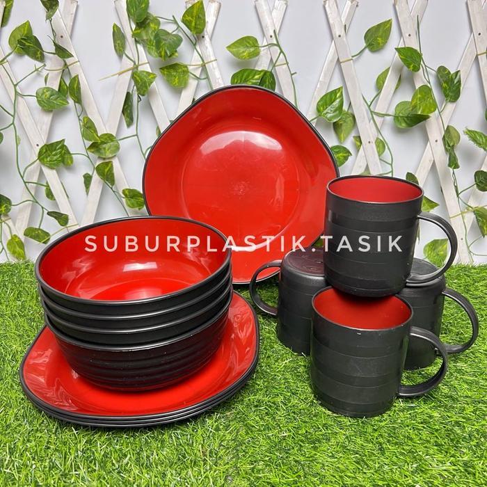 Terlaris [Paket 3] Harga Grosir Paket Lengkap 1 Lusin Series Ramen Gelas + Piring + Mangkok Plastik