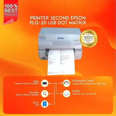 Printer Second Passbook Epson PLQ20 Plq 20 Plq-20 USB Dot Matrix Mulus Bergaransi