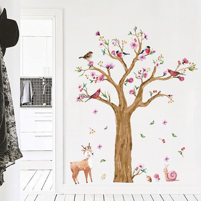 (TXXL) Juragan Wall Sticker / Stiker Dinding POHON RUSA BIRD SAKURA BUNGA JM7336 Wallsticker