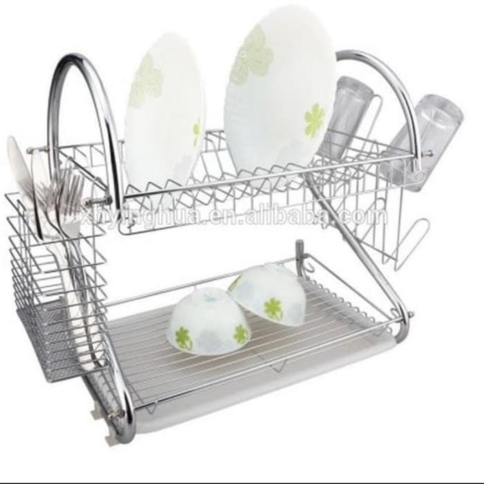 rak piring stainless / rak piring 2 susun