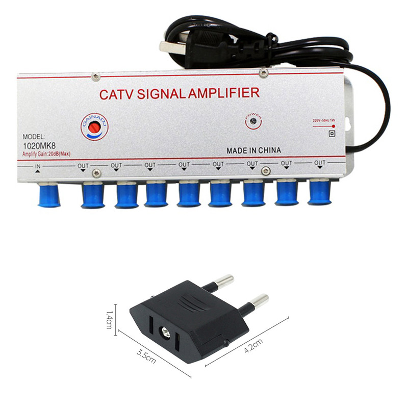 1 in 8 out CATV Cable Digital TV Video Signal Amplifier AMP Booster Splitter Broadcast Equipments TV