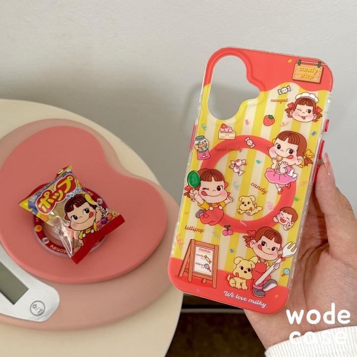 MILKY PEKO CANDY SHOP PROTECTIVE MAGSAFE CASE DAN MAGNETIC GRIPTOK UNTUK IPHONE 13-16 PRO MAX