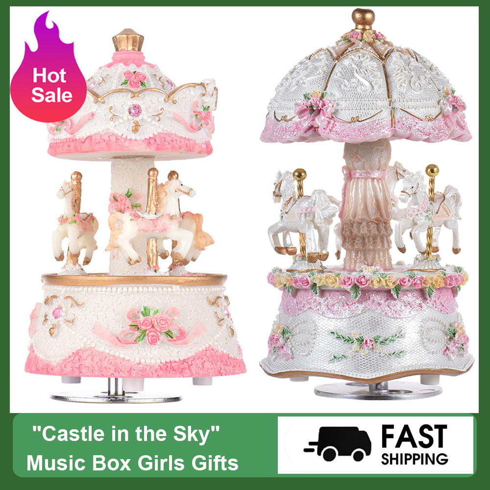 LED Carousel Music Box Merry-Go-Round Rotating Horse Music Box Toy Child Baby Gifts Carousel Music