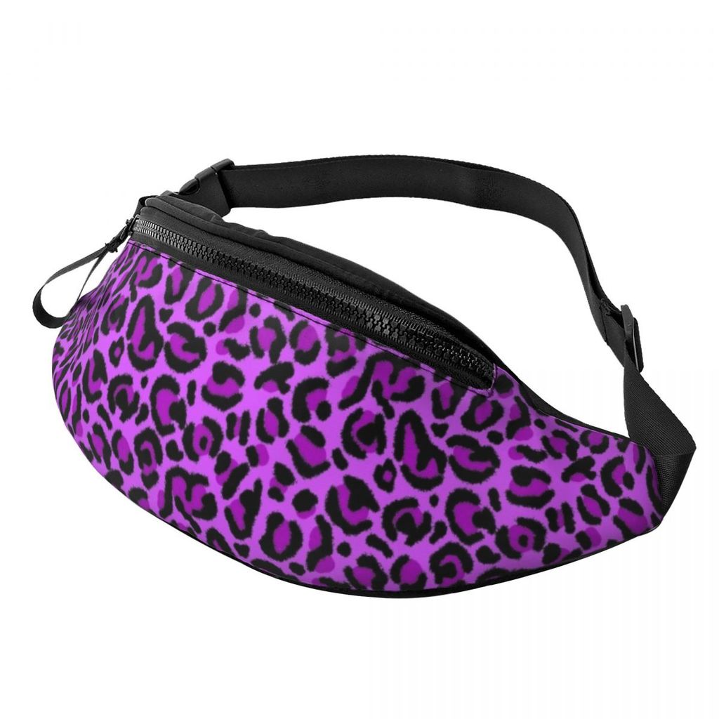 Custom Purple Leopard Print Fanny Pack Women Men Cheetah Skin Pattern Crossbody Waist Bag for